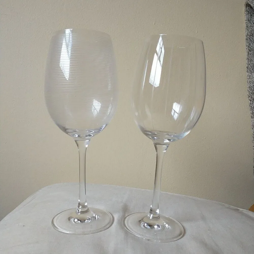 Mikasa Wine Glasses Goblets Cheers White Wine Crystal Striped Etched 2x Lot